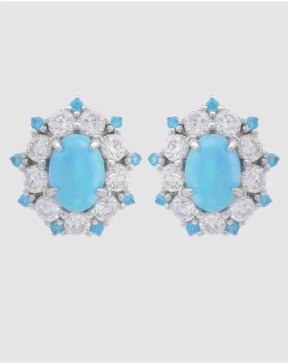 Georgini - Georgini Opal Glow Barangaroo Blue Created Earrings