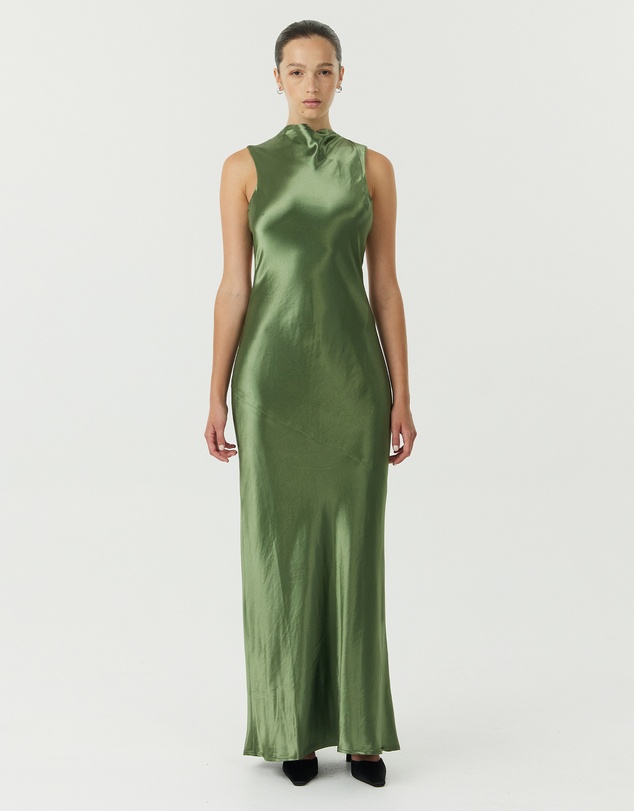 Third Form - Satin Bias Cowl Back Maxi Dress