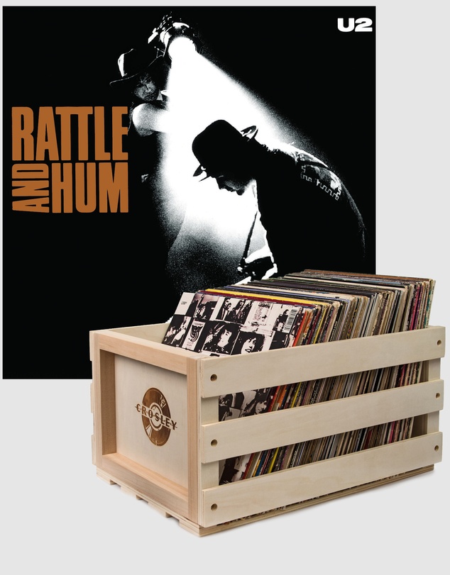Universal Music - Crosley Record Storage Crate & U2 Rattle And Hum - Vinyl Album Bundle