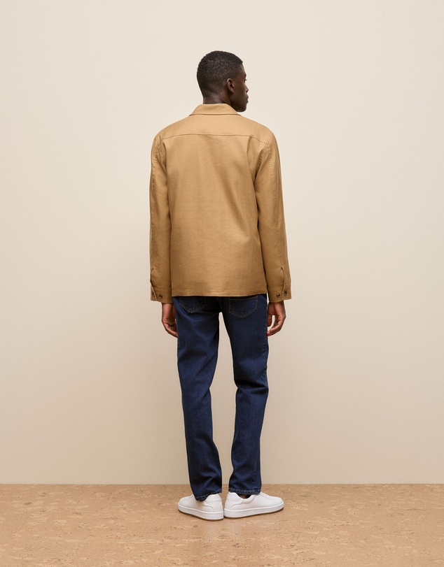 Trenery - Linen Cotton Herringbone Chore Jacket in Rich Tan