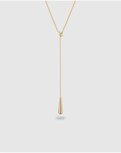 Elli Jewelry - Crystal Teardrop Y-Necklace in Gold-Plated 925 Silver