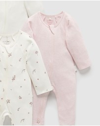 Purebaby - 4 Pack Zip Growsuit-Babies