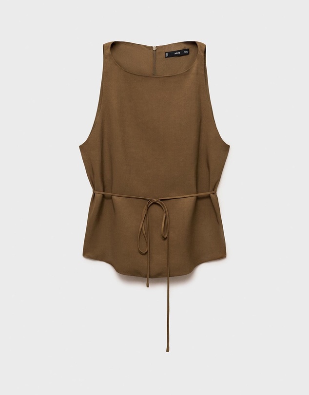 M.N.G - Moskito Linen-Blend Top With Bow