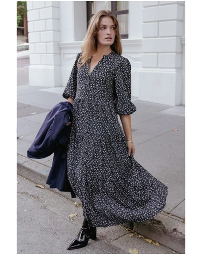 Petal & Pup - Dixon Maxi Dress - Black Ditsy Floral