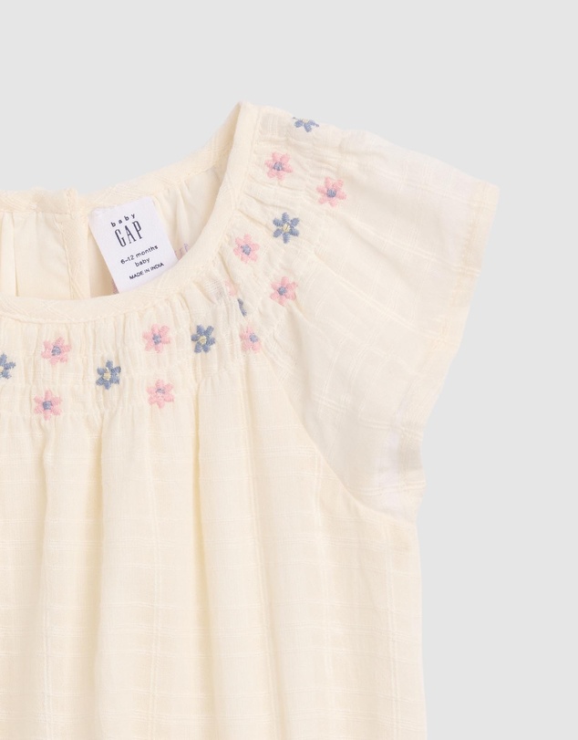 GAP - Short Sleeve Floral Smocked Woven Blouse - Babies