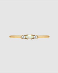 Elli Jewelry - Ring Round Circle Love Geo Blogger Opal 925 Silver Gold Plated