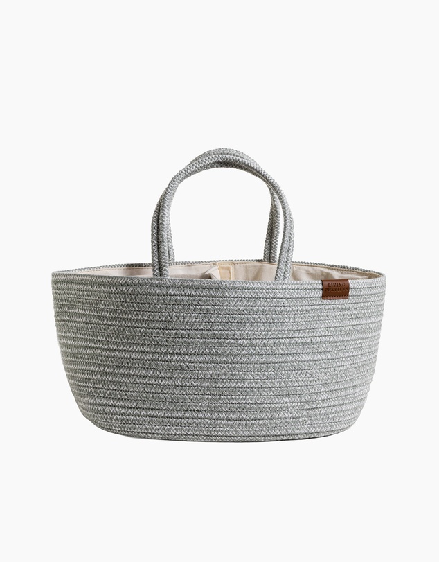 Living Textiles - Cotton Rope Storage Caddy with Divider - Sage
