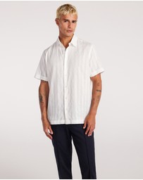 Calibre - Sheer Striped Short Sleeve Shirt White