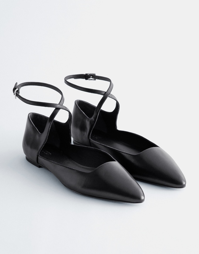 & Other Stories - Leather Cross-Strap Ballet Flats