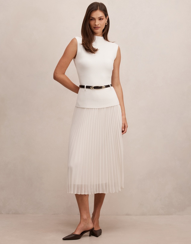 Forever New - Lorelei Woven Mixed Midi Dress