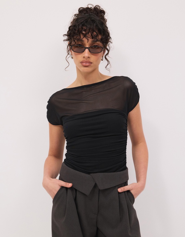 Calli - Aria Draped Mesh Top