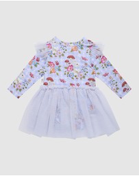 Fleur Harris - 'Curious Bunny' Long Sleeve Tutu Bodysuit Dress in Cornflower