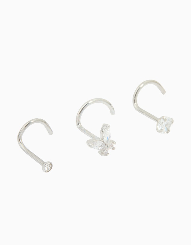 Lovisa - Surgical Steel Butterfly & Diamante Nose Studs 3-Pack