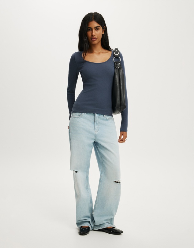 Cotton On - Scoop Neck Rib Long Sleeve