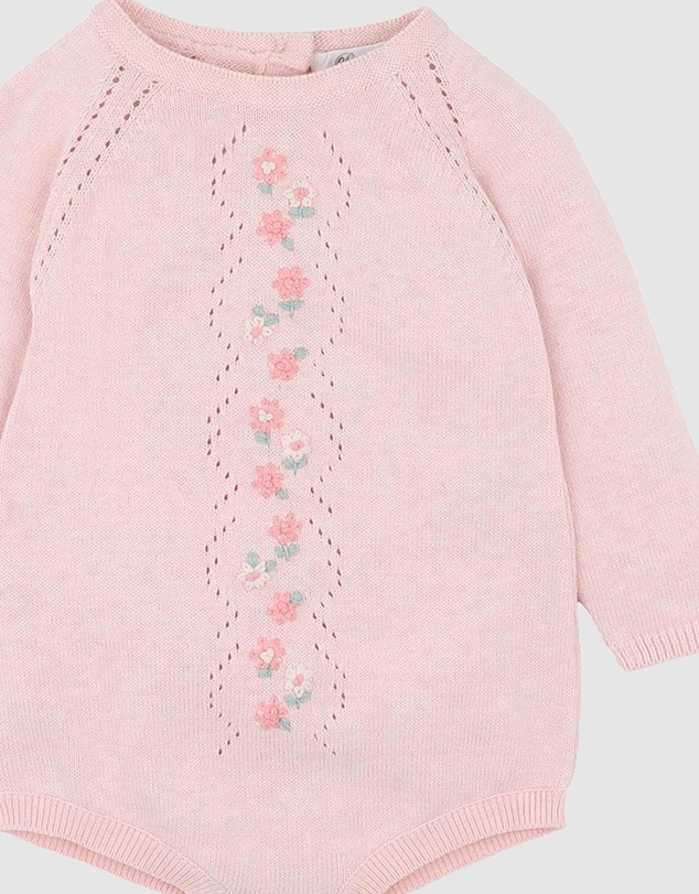 Bebe by Minihaha - Winnie Organic Hand Emb Knit Romper - Babies