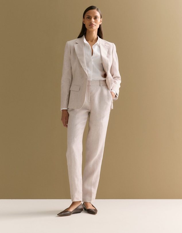 Trenery - Yarn Dyed Linen Tapered Trouser in Flax