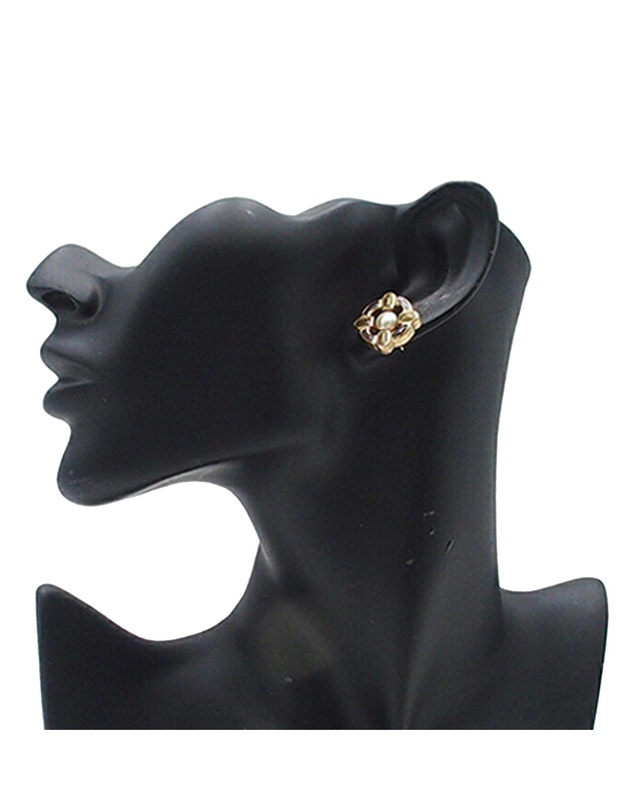 Pre-Loved by Azura Reborn - Pre-Loved Gold Plated Enamel Maltese Cross and Faux Pearl Push Back Earrings