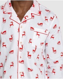 Sant And Abel - Men's Reindeer Red Long PJ Set