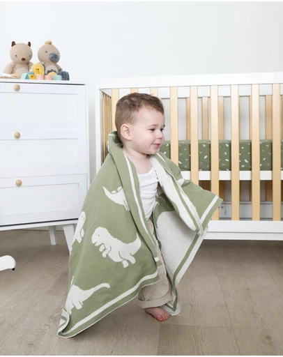Living Textiles - Pram Knitted Blanket - Dinosaur
