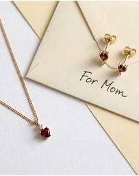 Elli Jewelry - Jewelry Set Heart Red Zirconia 925 Sterling Silver Gold-plated