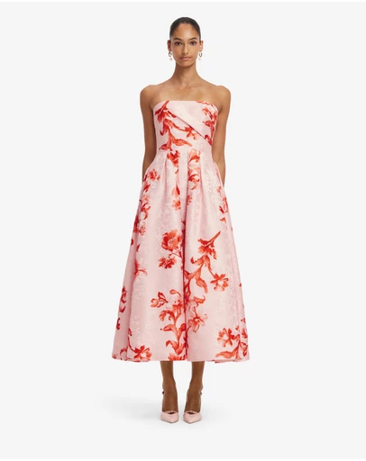 LEO LIN - Lynn Jacquard Bustier Midi Dress