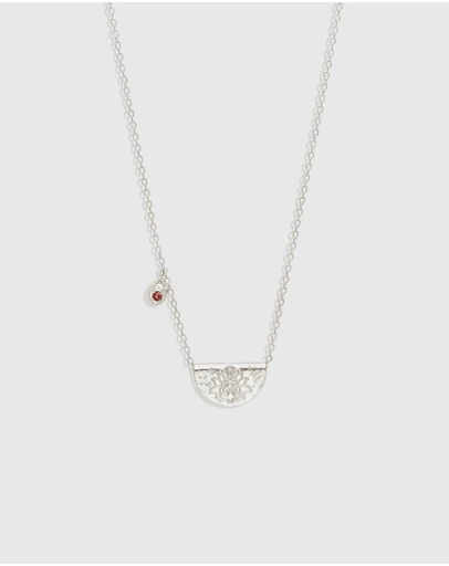 By Charlotte - Silver Lotus Birthstone Necklace - January