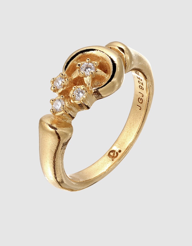 Elli Jewelry - Topaz Moon Band Ring in Gold-Plated 925 Silver