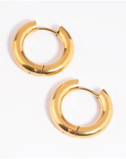 Lovisa - Waterproof Gold Plated Stainless Steel Thick Huggie Hoop Earrings