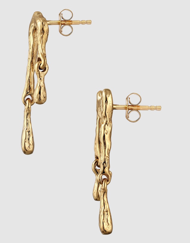 Elli Jewelry - Elli Jewelry Molten Drip Stud Earrings in Gold-Plated 925 Silver