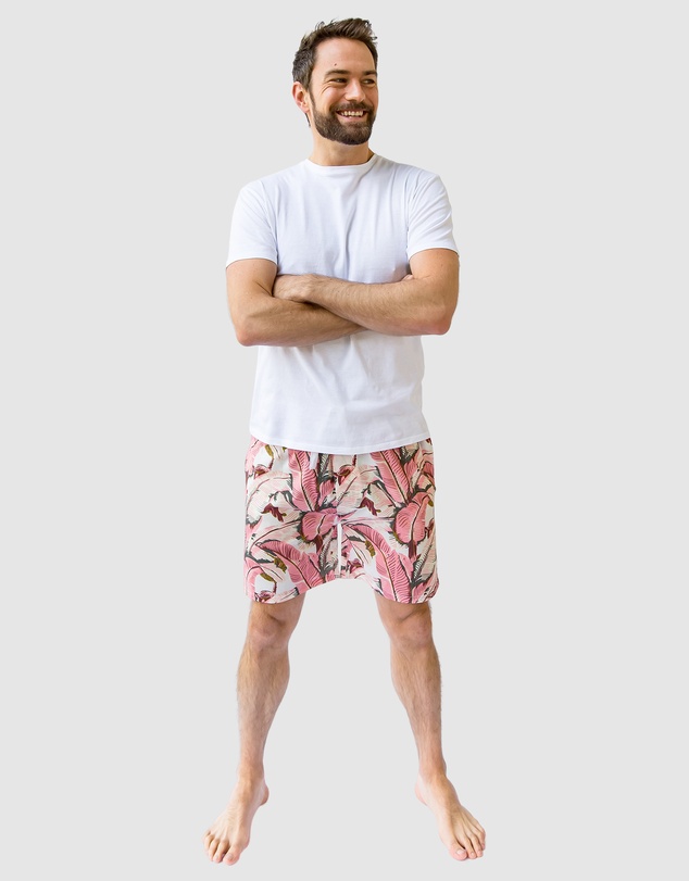 Sant And Abel - Men's Martinique® Pink Banana Leaf Sleep Shorts