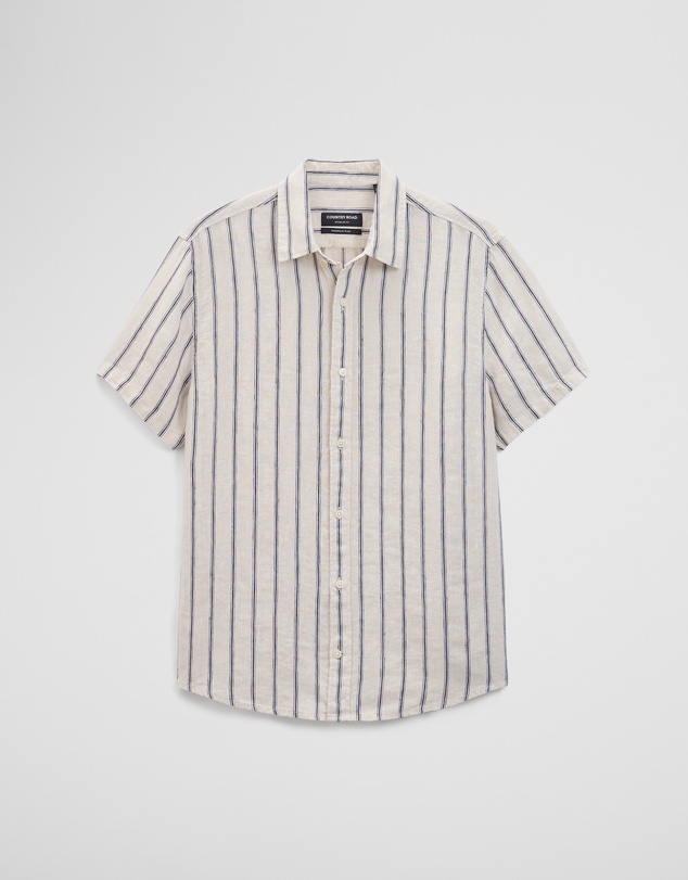 Country Road - Short Sleeve Regular Fit Linen Stripe Shirt
