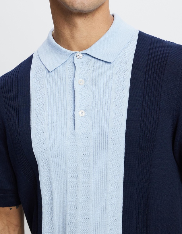 Ben Sherman - Textured Block Stripe Organic Cotton Polo