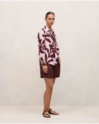 Trenery - Wakame Linen Long Sleeve Shirt in Light Pink