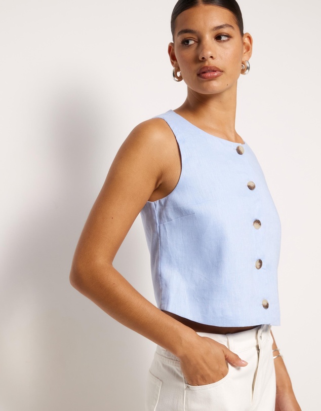 AERE - Linen Button Through Tank