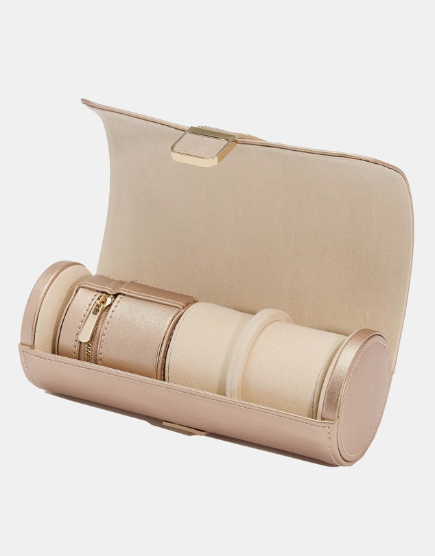 Wolf - Wolf Palermo Double Watch Roll+Pouch Rose Gold