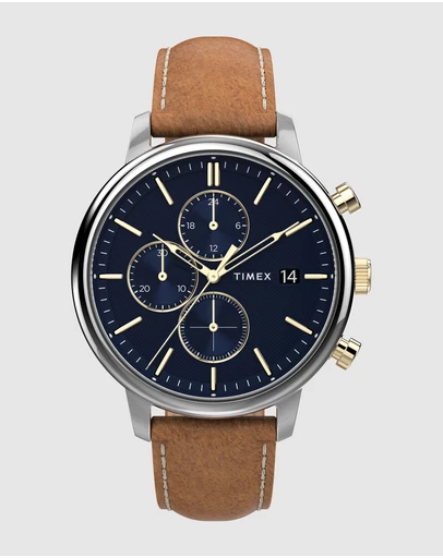 TIMEX - Chicago Chrono Blue Dial and Tan Strap