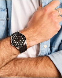 Maxum - Prince Black Dial & Silicone Band & Silver Tone Case