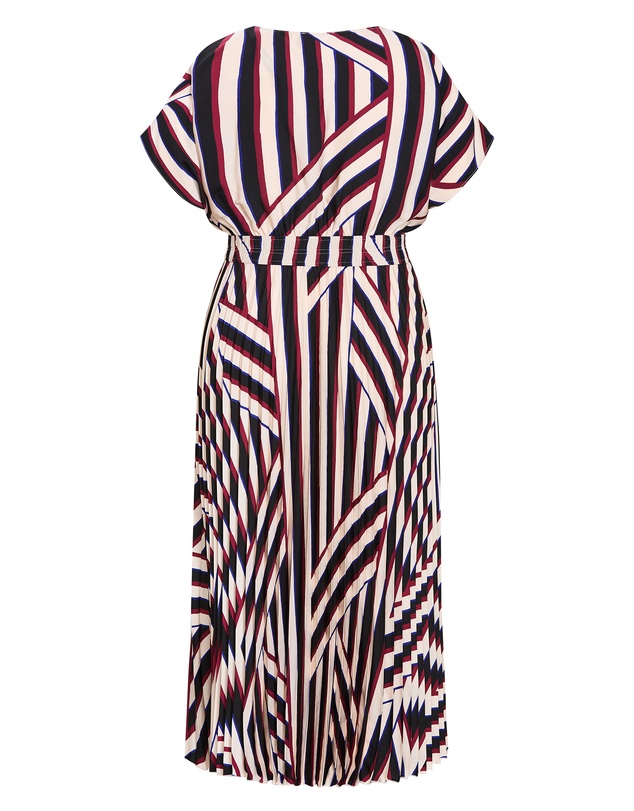 City Chic - Plus size Eloisa Timeless Stripe Pleat Dress - bone