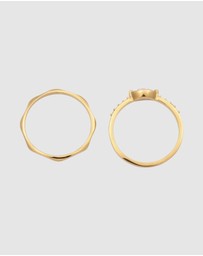 Elli Jewelry - Ring Set Crystal Square 925 Sterling Silver Gold-Plated