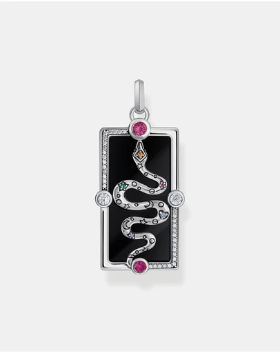 THOMAS SABO - Cosmic Pendant with A Snake, Black Cold Enamel and Various Stones