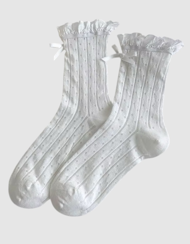 High Heel Jungle - The Coquette Sheer Ribbon Socks - 2 Pairs