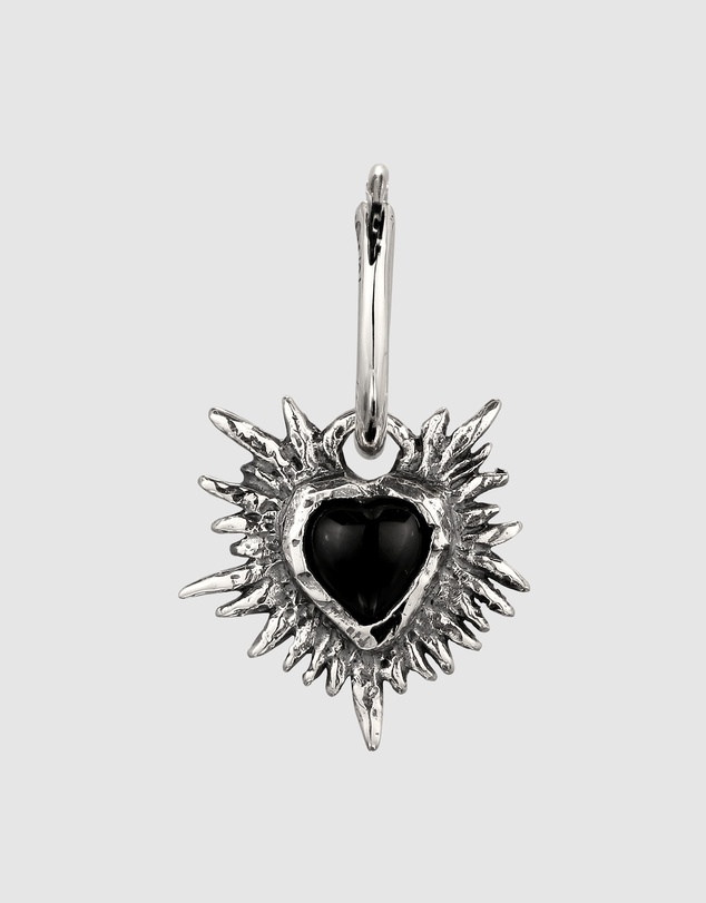 Haze & Glory - ICONIC EXCLUSIVE - Flaming Heart Charm Earring in Oxidized 925 Silver