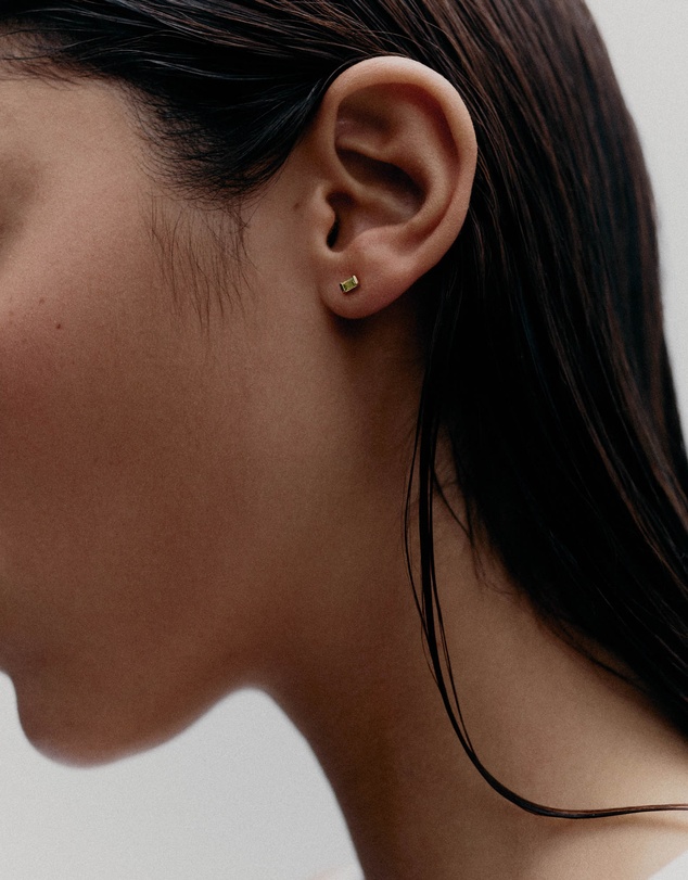 Kirstin Ash - Baguette Birthstone Studs October - Rhodolite Garnet