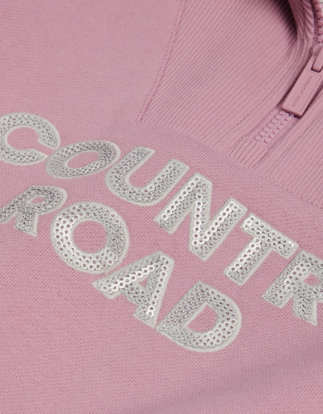 Country Road - Australian Cotton Blend Sequin Half Zip Sweat