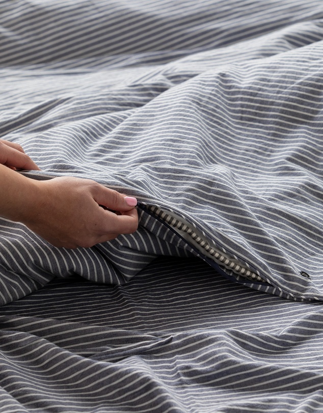 Sheet Society - Leo Washed Cotton Stripe Quilt Cover Set