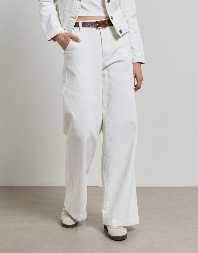 DRICOPER DENIM - Mila Ivory Mid Rise Palazzo Jeans