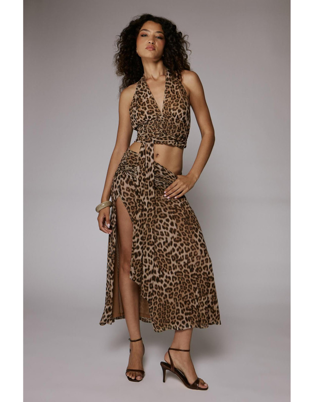 Bardot - Elera Printed Mesh Halter Top
