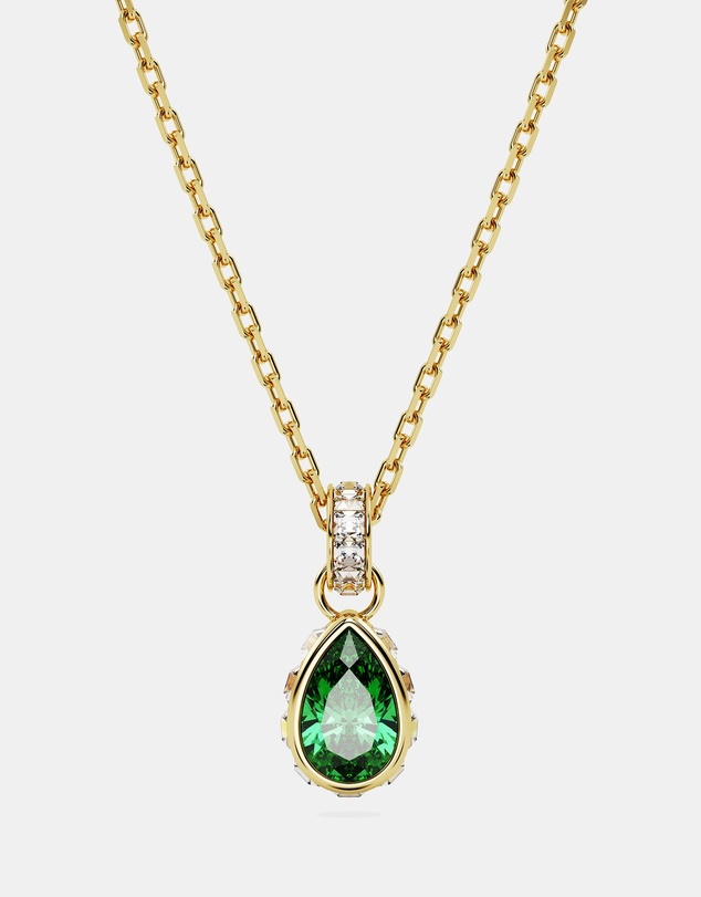 Swarovski - Chroma pendant, Pear cut, Green, 18K gold finish