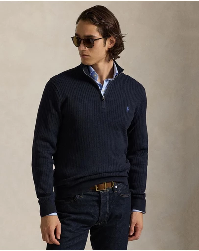 Polo Ralph Lauren - Rib-Knit Cotton Quarter-Zip Sweater - ICONIC EXCLUSIVE