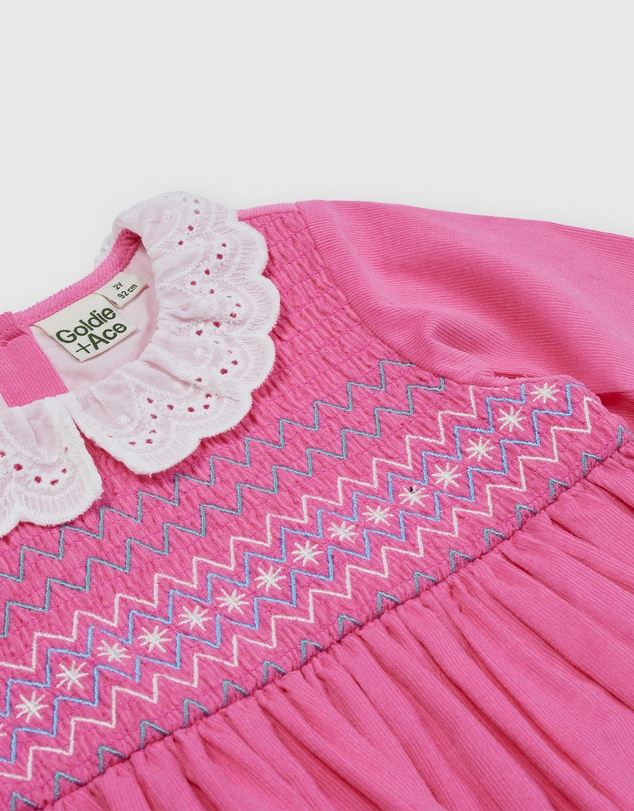 Goldie + Ace - Daphne Long Sleeve Corduroy Smocked Dress - ICONIC EXCLUSIVE - Babies-Kids